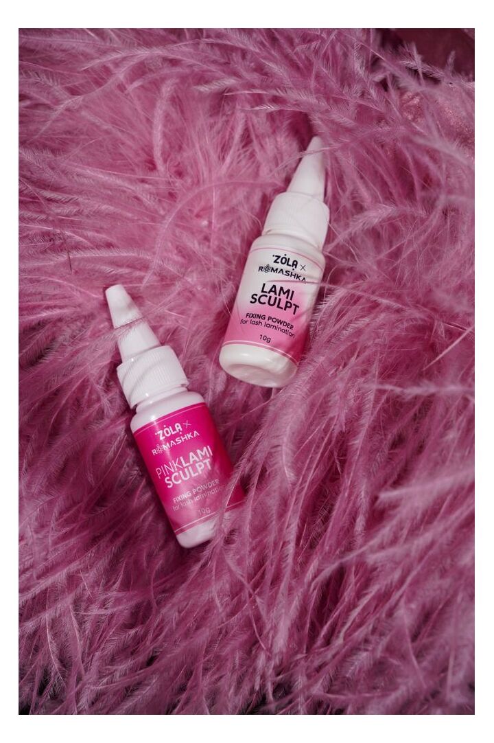 ZOLA x Romashka. Fixing Powder for lash lamination, LamiSculpt, Pink, 10 g. Фіксуюча пудра для ламінування вій, рожева #6
