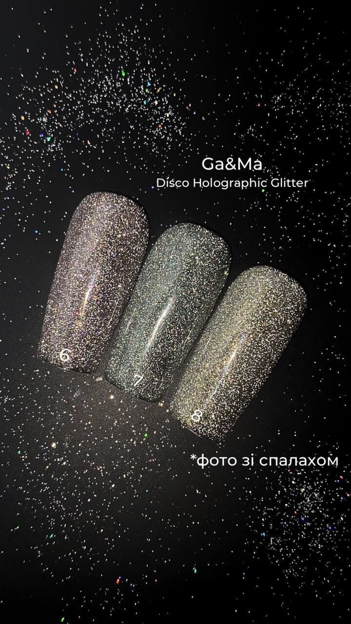 GA&MA. Reflective Gel polish, HOLOGRAPHIC GLITTER #7, 10 ml, гель-лак світловідбиваючий ( попередня упаковка) #3