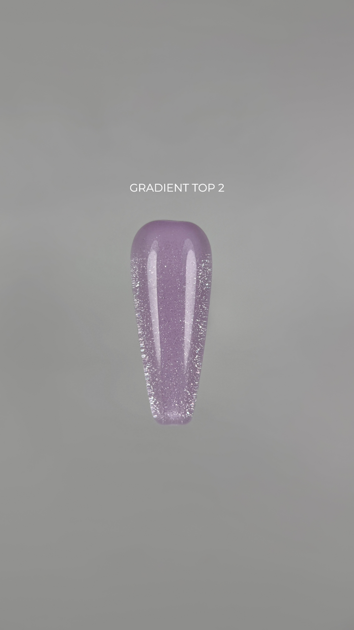 TOUCH. Gradient Top coat #2, with shimmer, 13 ml, кольоровий топ з дрібним шимером, фіолетовий #2