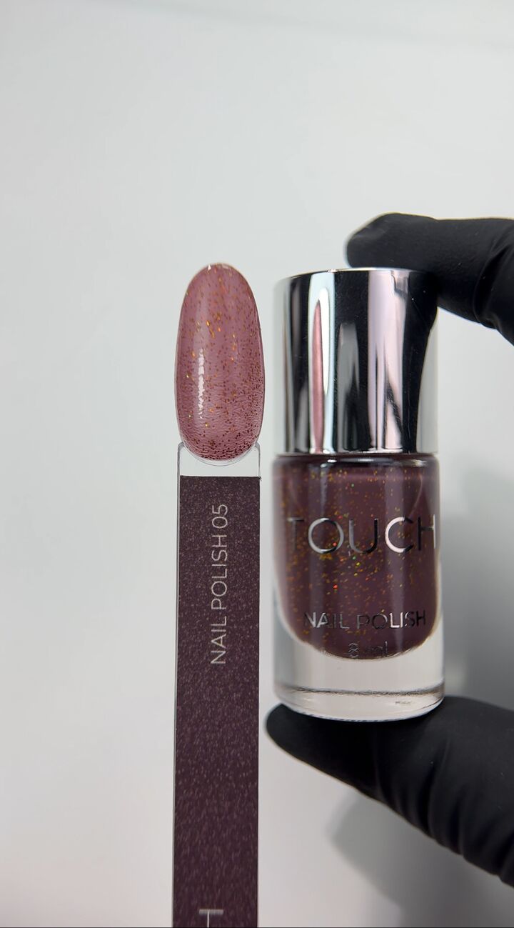 TOUCH. Nail Polish, #05, 8 ml. Лак для нігтів, пильно-рожевий з блискучими частинками #2