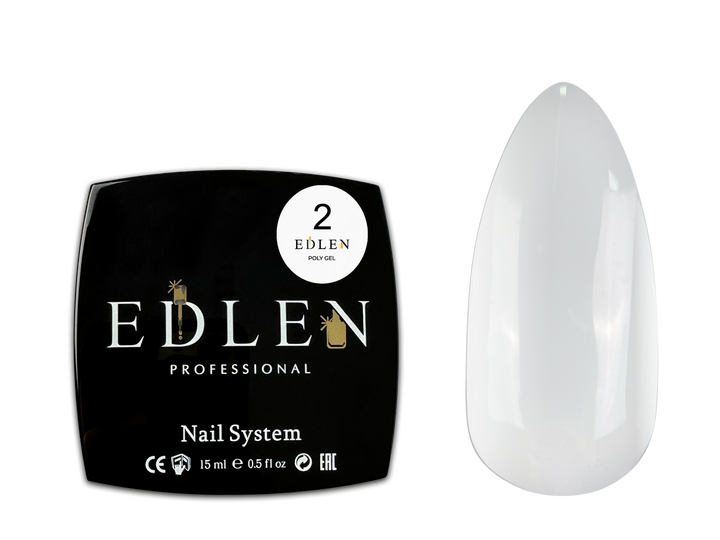 EDLEN. Polygel #02, Milky, 15 ml, полігель, біло-молочний #2