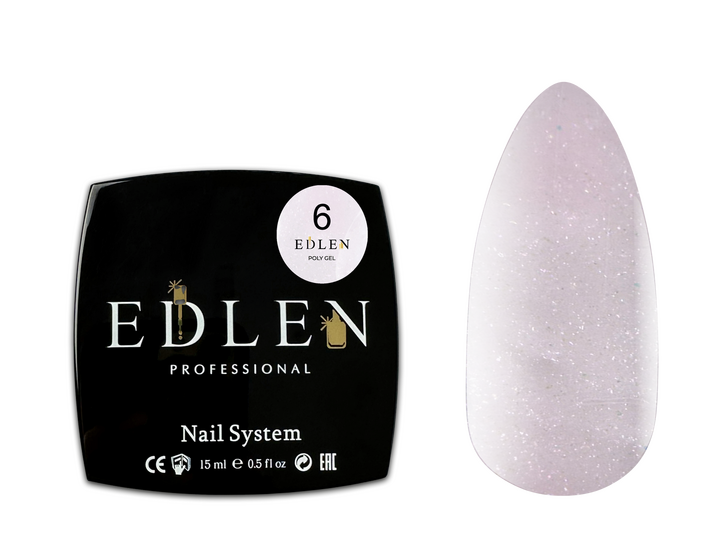 EDLEN. Polygel #06, 15 ml, полігель, рожевий з шиммером #3