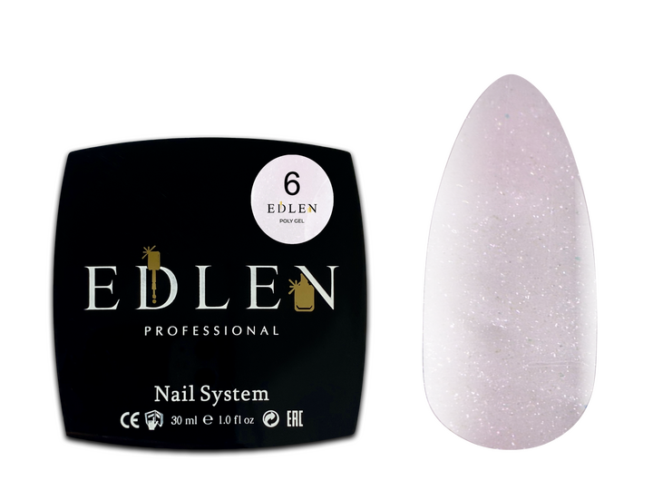 EDLEN. Polygel #06, 30 ml, полігель, рожевий з шиммером #2