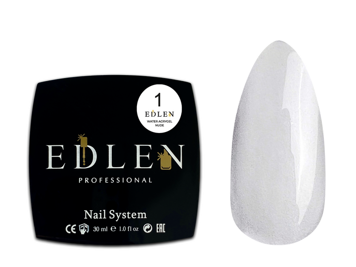 EDLEN. Water Acrygel, NUDE #01, Clear, 30 ml, рідкий гель, прозорий #2