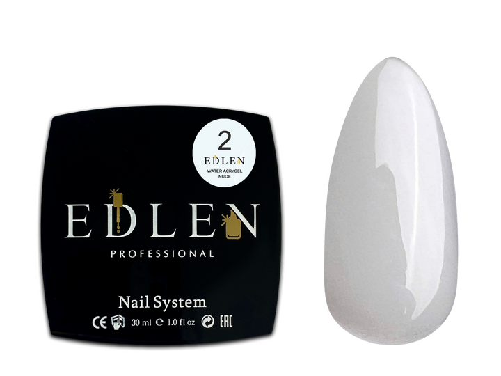 EDLEN. Water Acrygel, NUDE #02, Milky, 30 ml, рідкий гель, молочний напівпрозорий #2