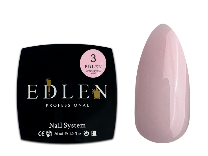 EDLEN. Water Acrygel, NUDE #03, Powder, 30 ml, рідкий гель, рожево-пудровий #2