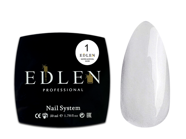 EDLEN. Water Acrygel, NUDE #01, Clear, 50 ml, рідкий гель, прозорий #2
