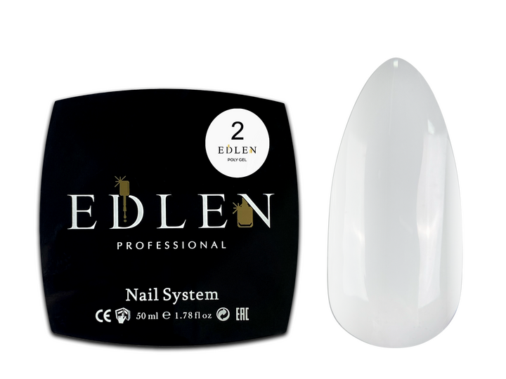 EDLEN. Polygel #02, Milky, 50 ml, полігель, біло-молочний #2