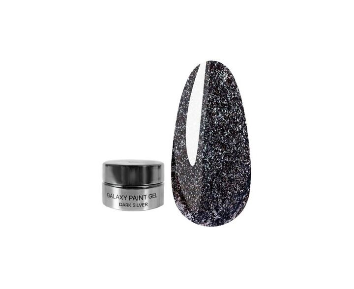 KODI Paint Gel GALAXY №1 Dark Silver, prata escura, 4 ml, gel paint #2