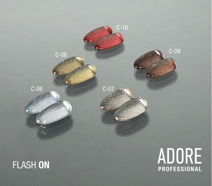 ADORE. Cat's Eye Gel Polish, #C-09, 8 ml. Світловідбиваючий гель-лак "котяче око", каштановий #6