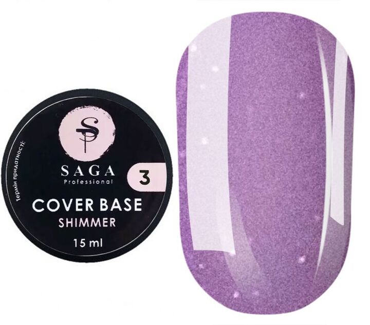 SAGA. Shimmer base, #03, 15 ml. Кольорова база з шимером #1