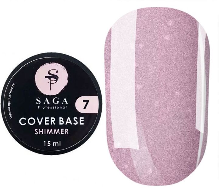 SAGA. Shimmer base, #07, 15 ml. Кольорова база з шимером #1