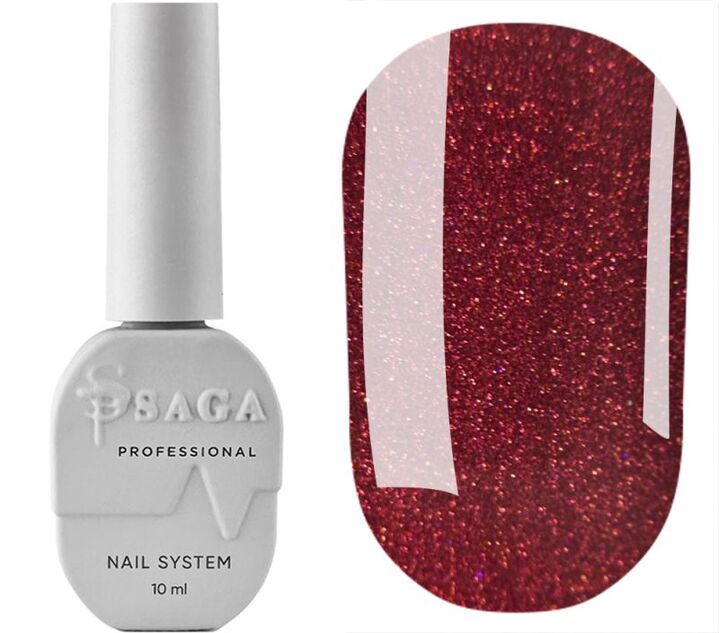 SAGA. Gel Polish "Love Red", #01, 10 ml. Гель-лак з шимером #1