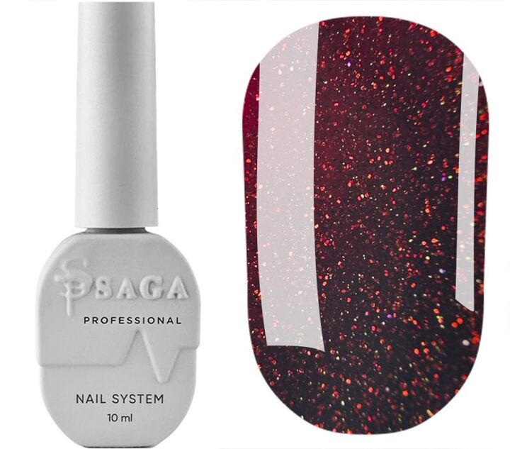 SAGA. Gel Polish "Love Red", #02, 10 ml. Гель-лак з шимером #1