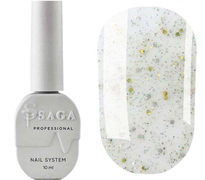 SAGA. Sugar base, #02, 10 ml. Кольорова база з блискітками #1