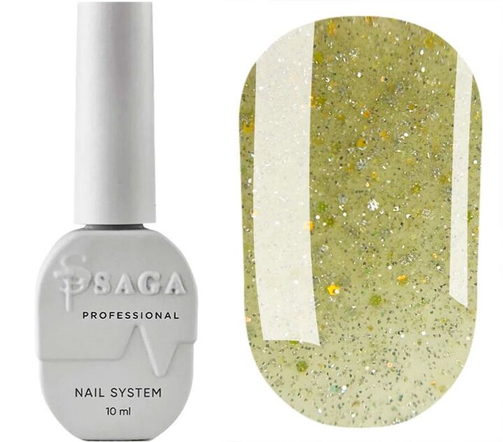 SAGA. Sugar base, #03, 10 ml. Кольорова база з блискітками #1