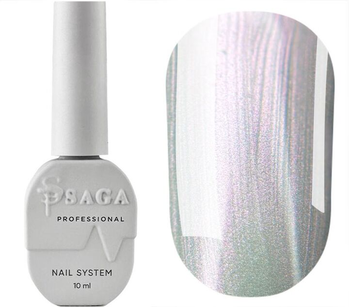 SAGA. Cat's Eye Gel Polish "Silk Cat", #02, 10 ml. Гель-лак "Котяче око" з перламутром #1