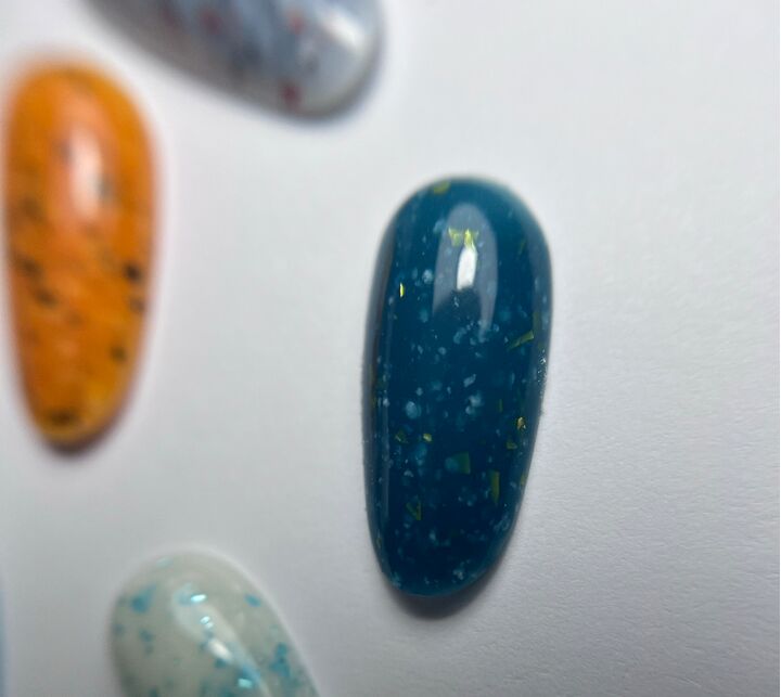 SILLER Base Terrazzo №9, темно-лазурний з блискучою поталлю, 8 ml #3