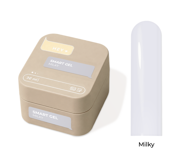 HEYLOVE. Smart gel, MILKY, 30 ml, liquid builder gel, гель для нарощування, молочно-білий #1