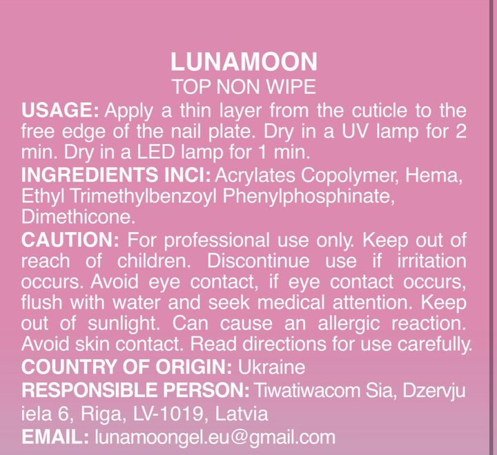 LUNAmoon. NON WIPE UV Top Coat, 60 ml, глянцевий топ з УФ-фільтрами без липкого шару для білих відтінків #3