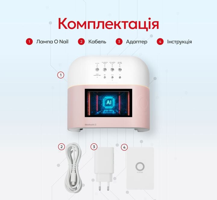 ONAIL. Artificial Intelligence Nail Lamp, Pink. Лампа зі штучним інтелектом, рожева #13