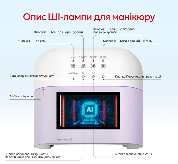 ONAIL. Artificial Intelligence Nail Lamp, Purple. Lampada con intelligenza artificiale, viola #12