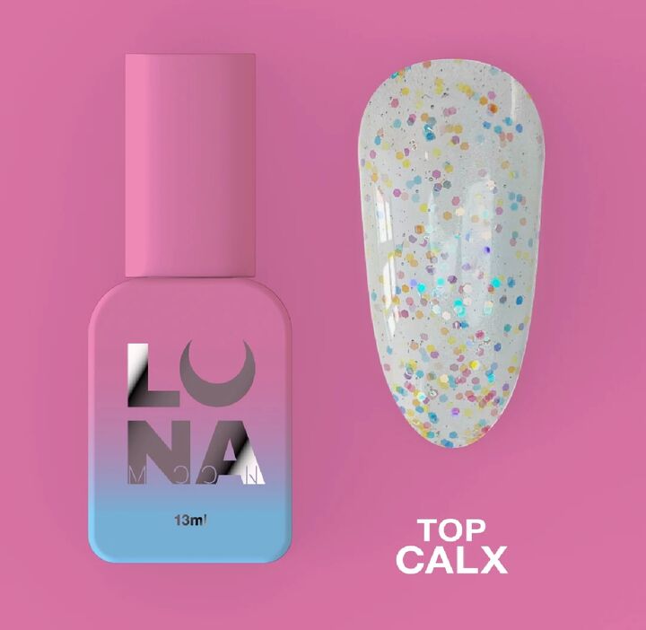 LUNAmoon. Calx Top Coat, 13 ml, top coat avec des particules brillantes multicolores #3