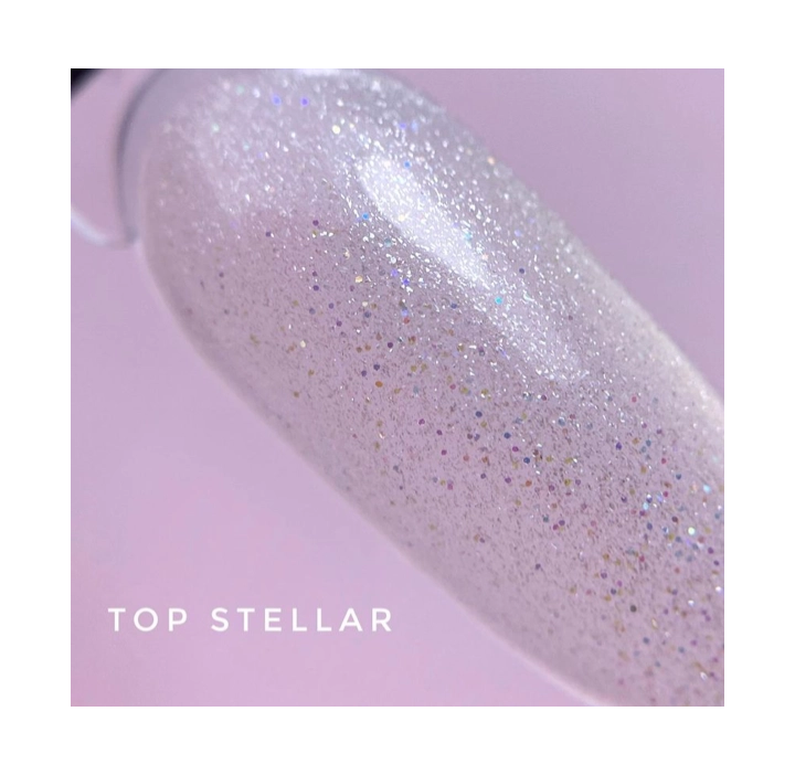 LUNAmoon. STELLAR Top coat, 13 ml, Топ глянцевий з різнокольоровими голографічним шимером #3
