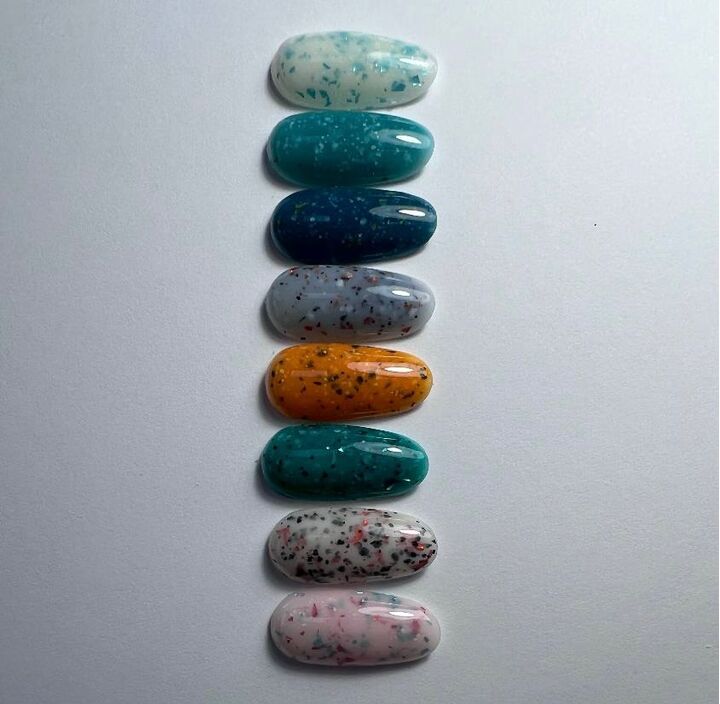 SILLER Base Terrazzo №6, світло-блакитна з бірюзовою поталлю, 8 ml #3