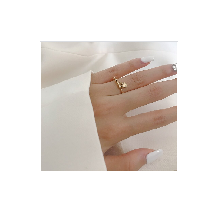 Minimalistischer Ring mit Anhänger, goldene Farbe #2