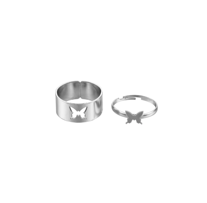 Набор колец #14, серебристая бижутерия, 2 предмета — Кольца, NAILSMADE