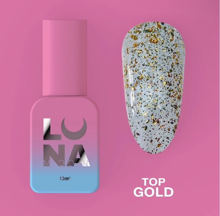 LUNAmoon. Gold Top Coat, 13 ml, топ із золотою поталлю #3