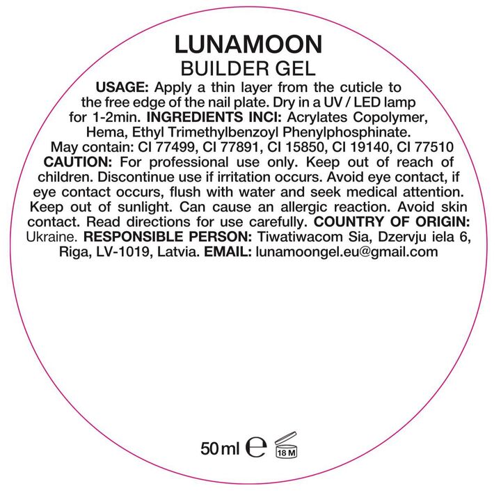 LUNAmoon. Premium Builder Gel #01 Clear, 30 ml, гель моделюючий, прозорий #3