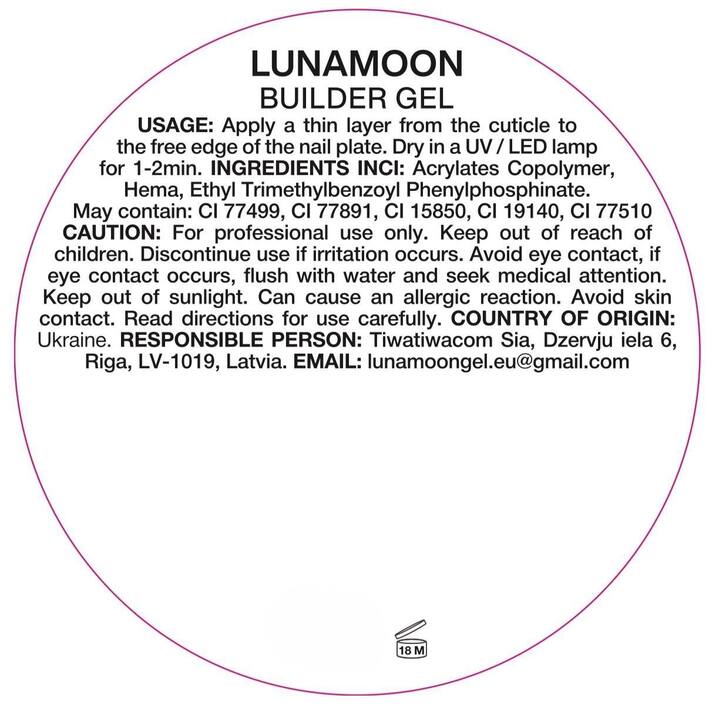 LUNAmoon. Glass Gel #01, 15 ml. Вітражний гель для нарощування #5