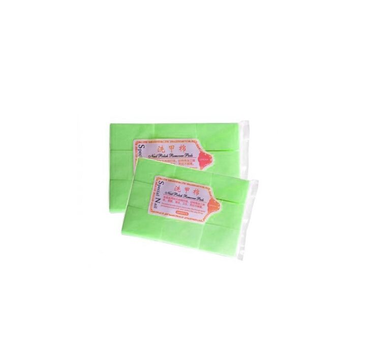 Набір 1000 шт, Nail Polish Remover Pads, Серветки безворсові 4х6 см, зелені #2