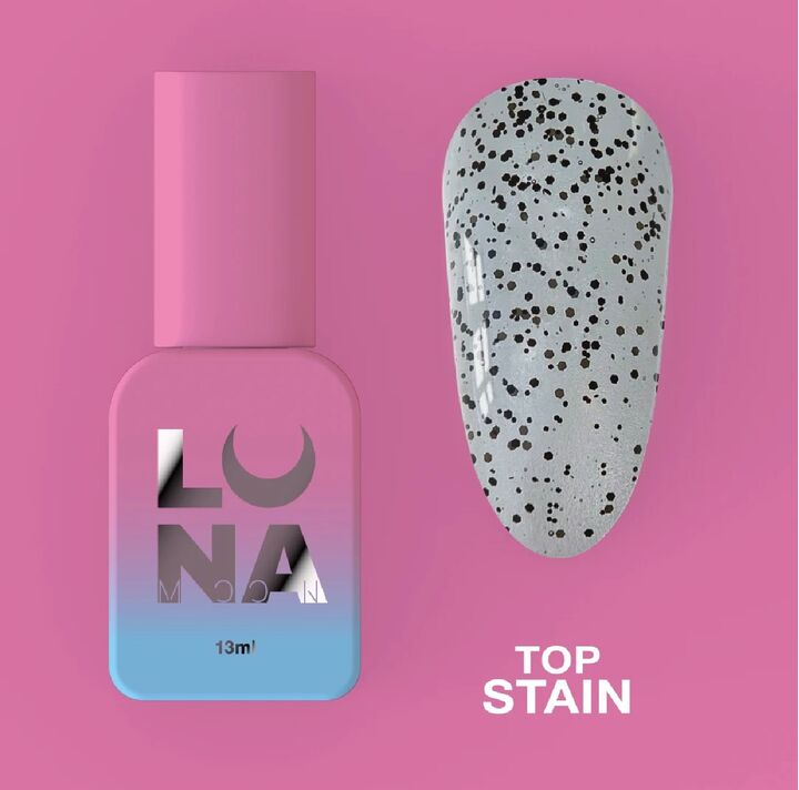 SALE / LUNAmoon. Stain Top Coat, 13 ml, Top Coat mit schwarzen Partikeln #3