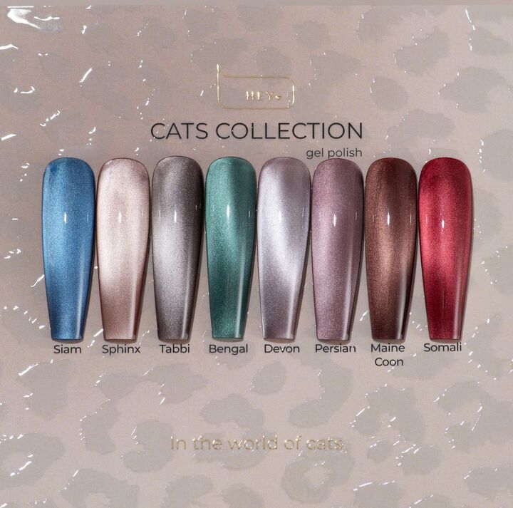 HEYLOVE. Cat's Eye Gel Polish, Devon, 15 ml, гель-лак "Котяче око", сіро-ліловий #5