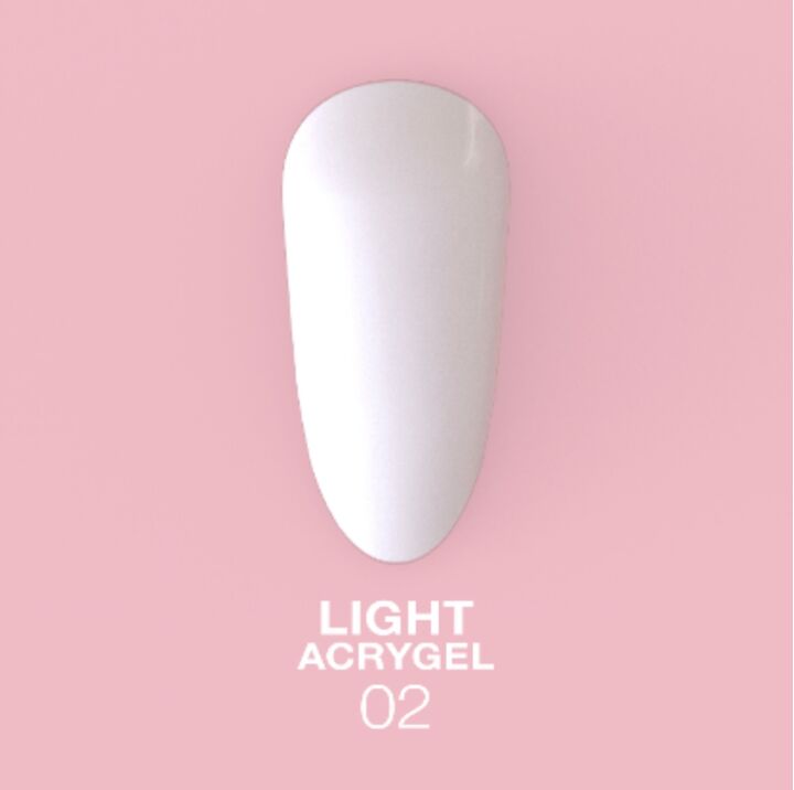 LUNAmoon. Light Acrygel #2 White, 30 ml, gel liquido, bianco altamente pigmentato #3