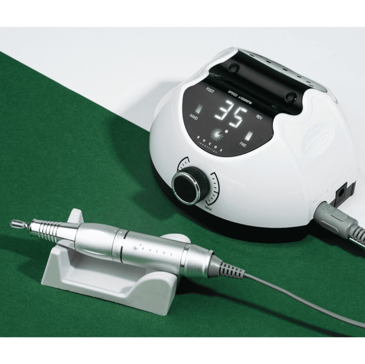 BUCOS. Nail drill "BUCOS X4 PRO", WHITE PEARL, 65W. Fräser + 6 verbesserte Fräser, 35.000 U/min, Rückwärtsgang #7