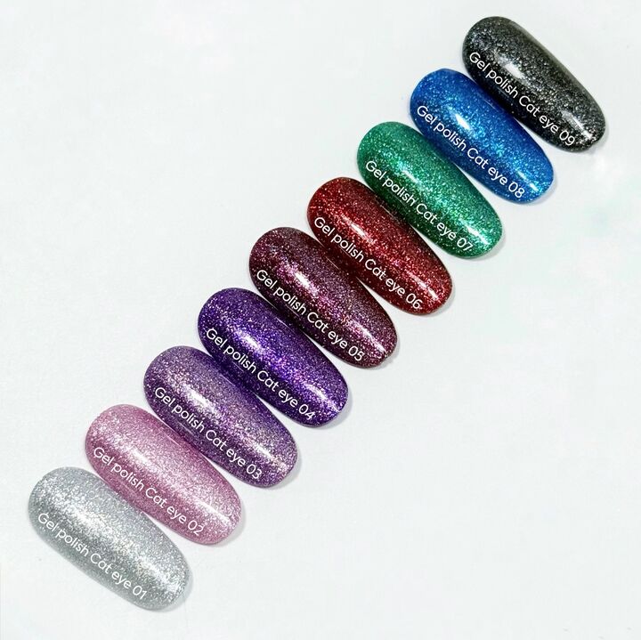 УЦІНКА / NOTD. Gel Polish "Cat eye" #05, 6 ml, гель-лак "котяче око" темно-рожевий з поталлю #6