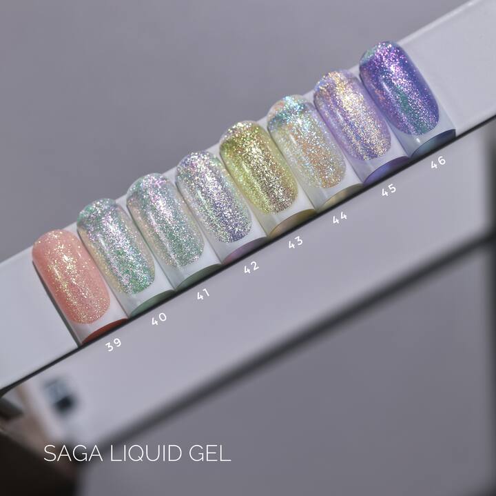 SAGA. Liquid Gel, 15 ml, #41. Рідкий гель для укріплення та нарощування з шимером — SAGA, NAILSMADE