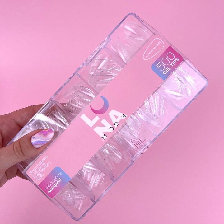 LUNAmoon. Gel Tips, Almond Medium, 500 шт, гелеві тіпси, середній мигдаль #2