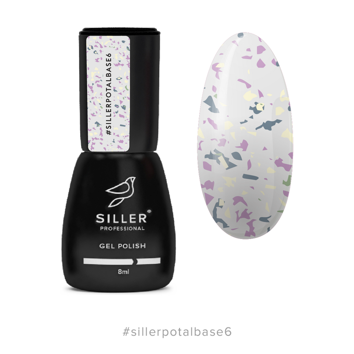 SILLER Potal Base №6, молочна з дрібною різнобарвною поталлю, 8 ml #1