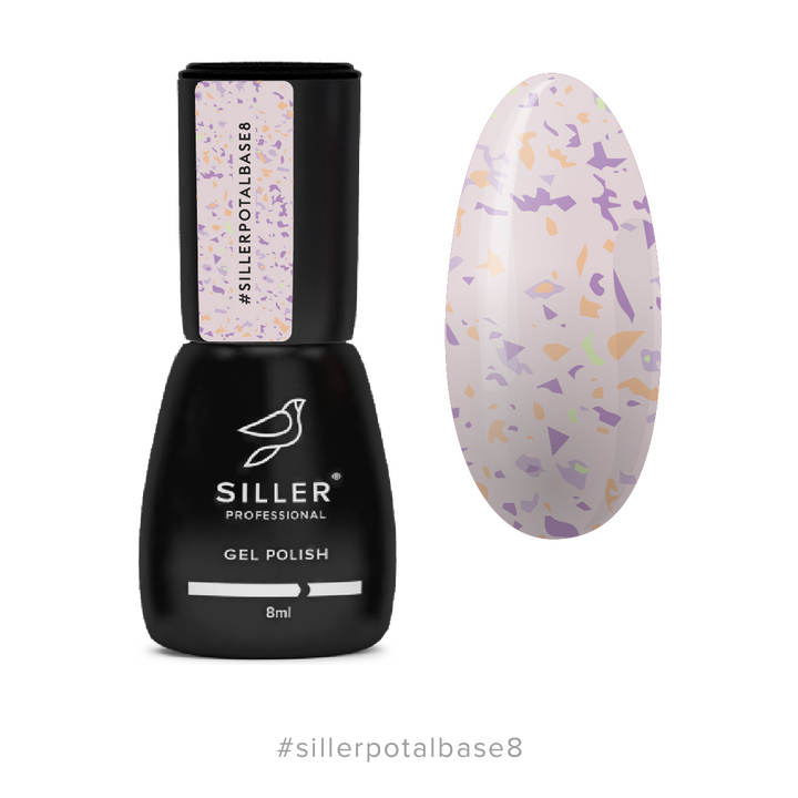 SILLER Potal Base №8, рожева з дрібною кольоровою поталлю, 8 ml #1