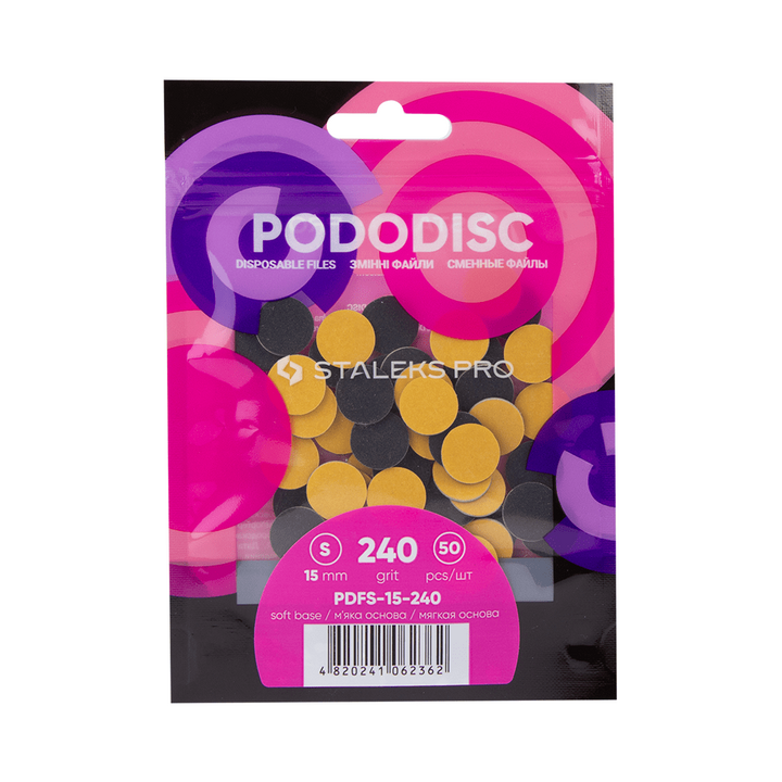 STALEKS. Набір 50 шт, Змінні файли 240 грит на м'якій основі для диска PODODISC S, Ø15 mm #1
