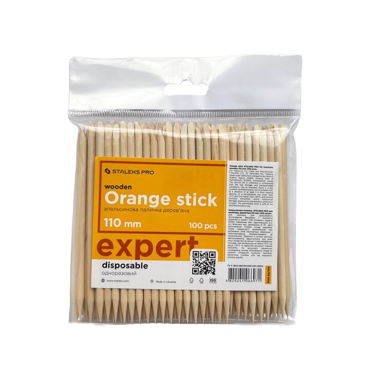 STALEKS. 100 pcs Orange Wood Sticks, 110 mm, Набір 100 шт Апельсинові палички #1