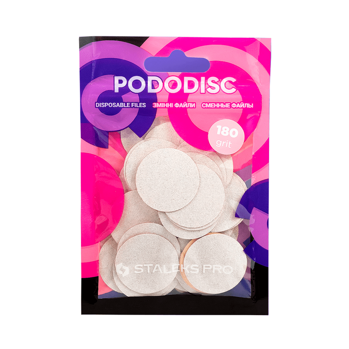 STALEKS. Набір 50 шт, Змінні файли 180 грит для диска PODODISC L, Ø25 mm, білий абразив #1