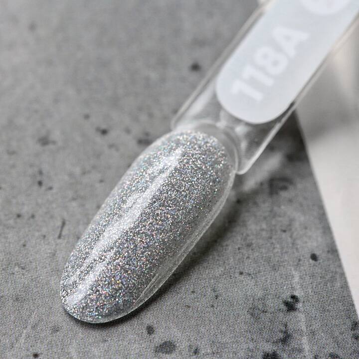 SILLER Gel Polish №118A SILVER SHIMMER, срібний шимер, 8 ml, гель-лак #2