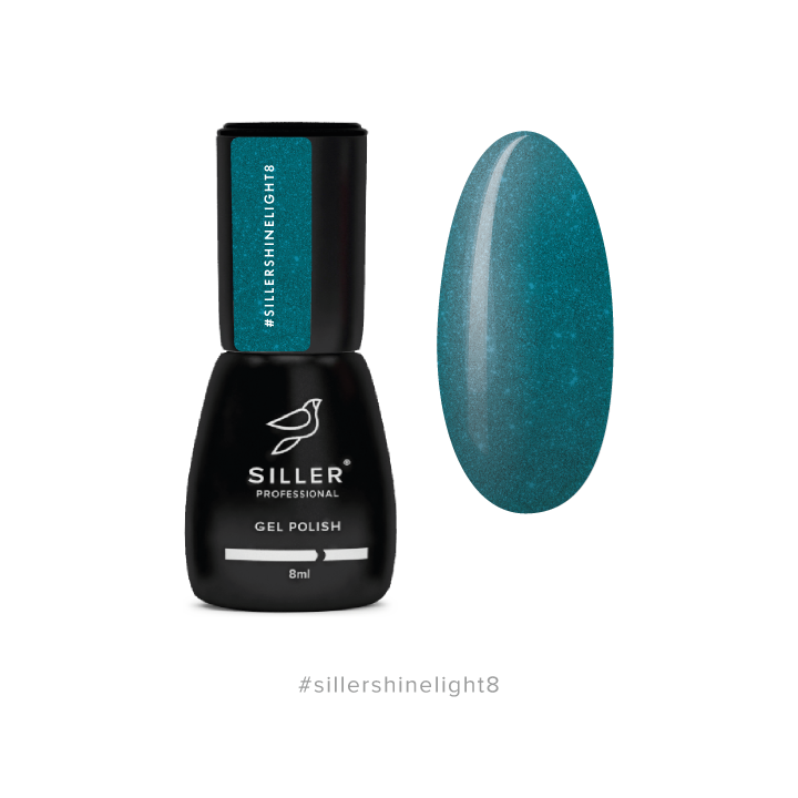 Siller Gel Polish Shine Light №8, бірюзовий, 8 ml, світловідбиваючий гель-лак #1