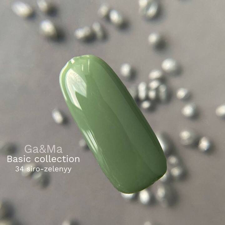 GA&MA. Gel polish #34 OLIVE, 10 ml, Gel-Lack, graugrün #2